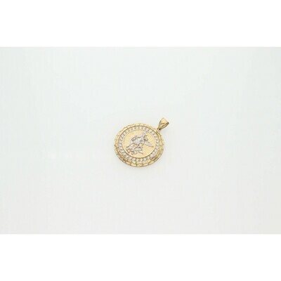 10 Karat Gold & Zirconium Two Tone St. Michael Medal 10 Karat Gold & Zirconium Two Tone St. Michael Medal