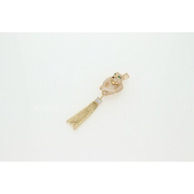 10 Karat Gold & Zirconium Panther Pendant Charm 10 Karat Gold & Zirconium Panther Pendant Charm