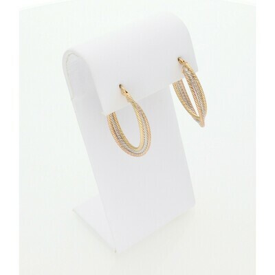 10 Karat Gold Three Tone Texture Oval Rope Hoops 10 Karat Gold Three Tone Texture Oval Rope Hoops