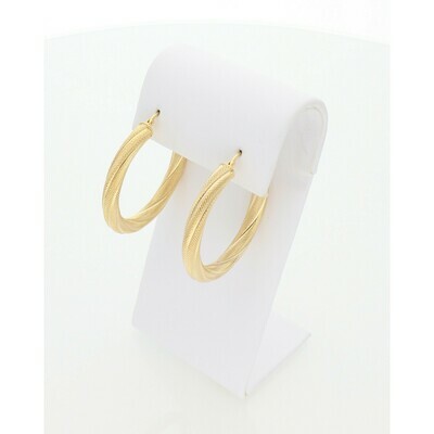 10 Karat Gold Turned Textured Medium Hoops 10 Karat Gold Turned Textured Medium Hoops
