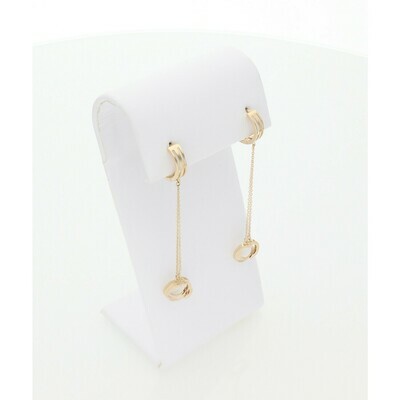 14 Karat Gold Double Hoops Chained Earrings 14 Karat Gold Double Hoops Chained Earrings