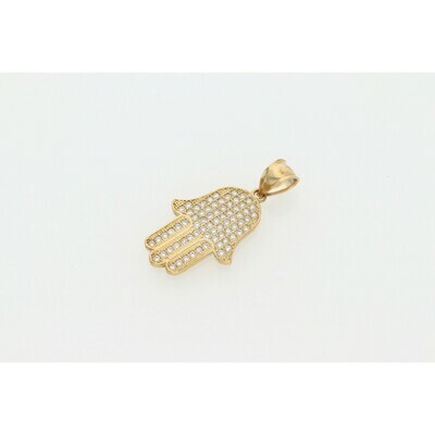 10 Karat Gold & Cz Hamsa Charm W: 3.0 ~ 10 Karat Gold & Cz Hamsa Charm W: 3.0 ~