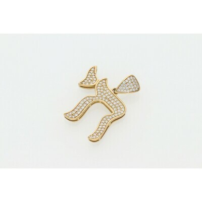 10 Karat Gold & Zirconium Chai Style Charm 10 Karat Gold & Zirconium Chai Style Charm