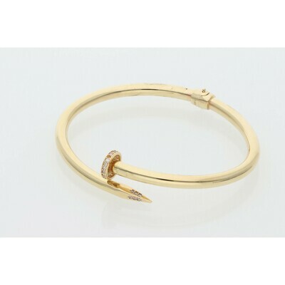 14 Karat Gold & Zirconium Nail Bangle 14 Karat Gold & Zirconium Nail Bangle