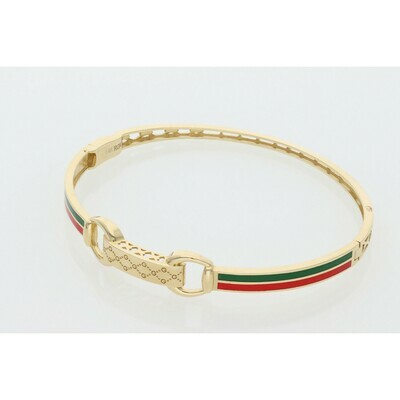 14 Karat Gold Fancy Green Red Bangle 14 Karat Gold Fancy Green Red Bangle