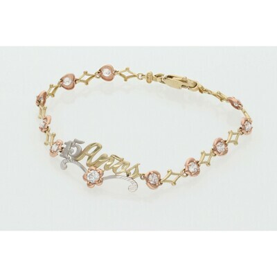 10 Karat Gold Three Tone 15 anios Bracelet 10 Karat Gold Three Tone 15 anios Bracelet