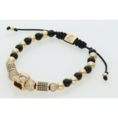 14 Karat Gold & Zirconium Skull Adjustable Fancy Bracelet 14 Karat Gold & Zirconium Skull Adjustable Fancy Bracelet