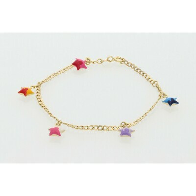 10 Karat Gold Children Stars Cuban Link Bracelet 10 Karat Gold Children Stars Cuban Link Bracelet