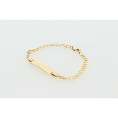 10 Karat Solid Gold Pavé Italian Curb ID Bracelet 10 Karat Solid Gold Pavé Italian Curb ID Bracelet