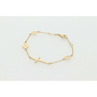 14 Karat Gold Virgin Cross Rollo Bracelet 14 Karat Gold Virgin Cross Rollo Bracelet