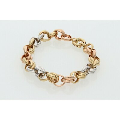 14 karat Gold Three Tone Rollo Bracelet 14 karat Gold Three Tone Rollo Bracelet