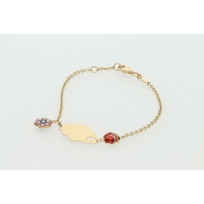14 Karat Gold Fancy Ladybug Flower ID Rollo Bracelet 14 Karat Gold Fancy Ladybug Flower ID Rollo Bracelet