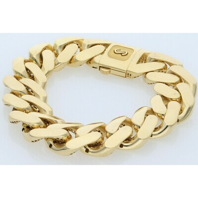 10 Karat Gold Cuban Link Monaco Bracelet 20 Millimeters
