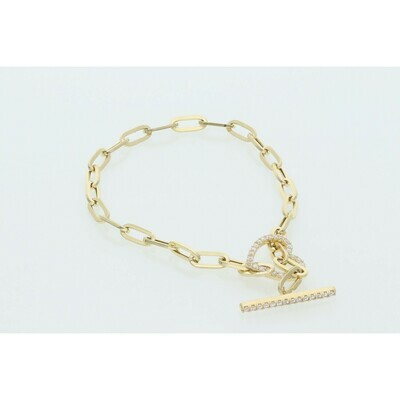 14 Karat Gold & Zirconium Heart Line Clip Bracelet 14 Karat Gold & Zirconium Heart Line Clip Bracelet