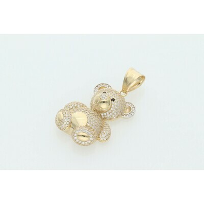 14 Karat Gold & Zirconium Fancy Teddy Bear Charm 14 Karat Gold & Zirconium Fancy Teddy Bear Charm