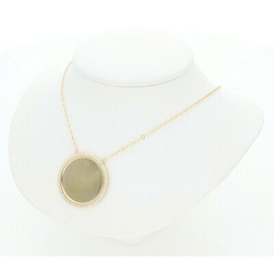 14 karat Gold & Zirconium Photo Medal Rollo Chain 14 karat Gold & Zirconium Photo Medal Rollo Chain