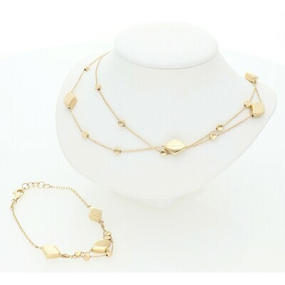 14 Karat Gold Diamond Shape Set Rollo Necklace & Bracelet 14 Karat Gold Diamond Shape Set Rollo Necklace & Bracelet