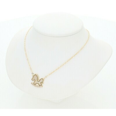 14 Karat Gold & Zirconium Pony Rollo Necklace 14 Karat Gold & Zirconium Pony Rollo Necklace