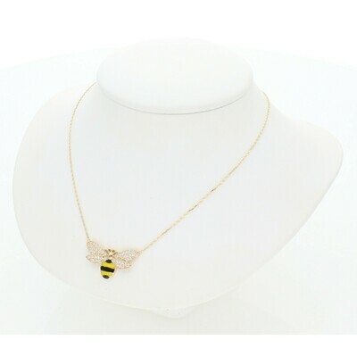 14 Karat Gold & Zirconium Bee Rollo Chain 14 Karat Gold & Zirconium Bee Rollo Chain