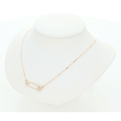 14 Karat Gold & Zirconium Pin Rollo Necklace 14 Karat Gold & Zirconium Pin Rollo Necklace