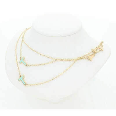 14 Karat Solid Gold Rollo Fancy T Necklace 14 Karat Solid Gold Rollo Fancy T Necklace