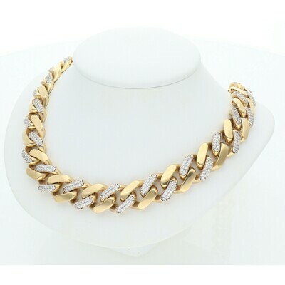 10 Karat Gold & Zirconium Cuban Link Monaco Chain 10 Karat Gold & Zirconium Cuban Link Monaco Chain