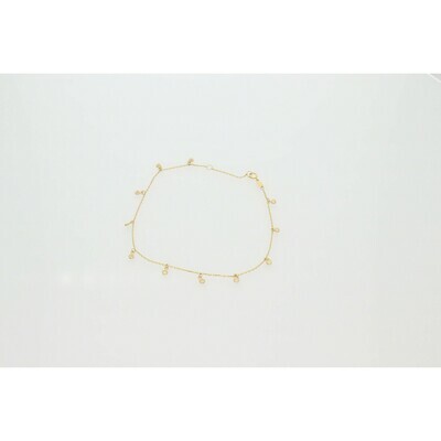 10 Karat Gold & Zirconium Rollo Anklet 10 Karat Gold & Zirconium Rollo Anklet