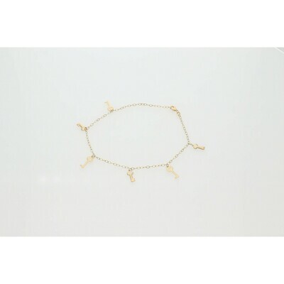 10 Karat Gold Multiple Keys Rollo Anklet 10 Karat Gold Multiple Keys Rollo Anklet