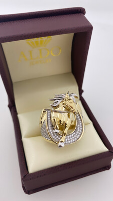 14 Karat Gold & Zirconium Two Tone horse Ring 14 Karat Gold & Zirconium Two Tone horse Ring