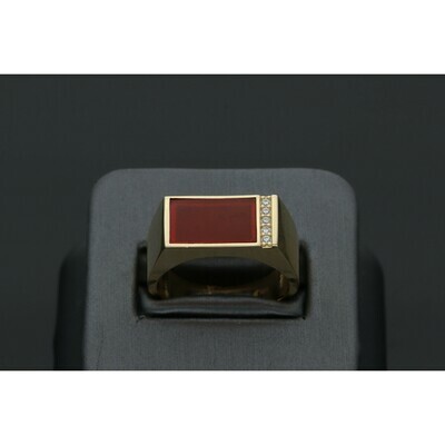 14 Karat Gold & Zirconium Carnelian Stone Ring 14 Karat Gold & Zirconium Carnelian Stone Ring