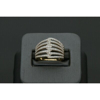 14 Karat Gold & Zirconium Crisscrossed Ring 14 Karat Gold & Zirconium Crisscrossed Ring