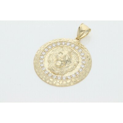 10 Karat Gold & Zirconium Textured Nugget Lion Medal 10 Karat Gold & Zirconium Textured Nugget Lion Medal