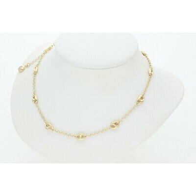 14 Karat Gold & Zirconium Puff Mariner Rolo Chain 14 Karat Gold & Zirconium Puff Mariner Rolo Chain