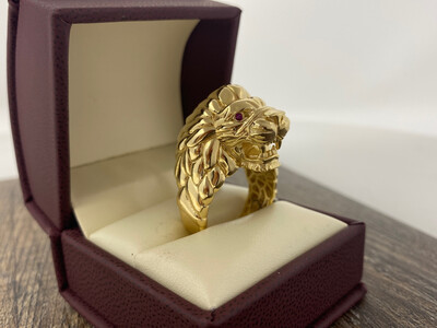 10 Karat Gold & Zirconium 3D Lion Ring 10 Karat Gold & Zirconium 3D Lion Ring