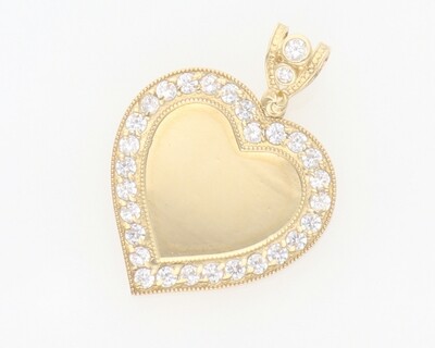 10 Karat Gold & Zirconium Photo Heart Medal 10 Karat Gold & Zirconium Photo Heart Medal