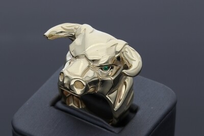 10 Karat Gold & Zirconium 3D Bull Ring 10 Karat Gold & Zirconium 3D Bull Ring