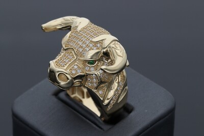 10 Karat Gold & Zirconium Covered bull Ring 10 Karat Gold & Zirconium Covered bull Ring