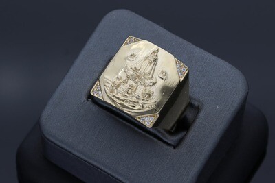 14 Karat Gold & Zirconium Caridad del Cobre Ring 14 Karat Gold & Zirconium Caridad del Cobre Ring