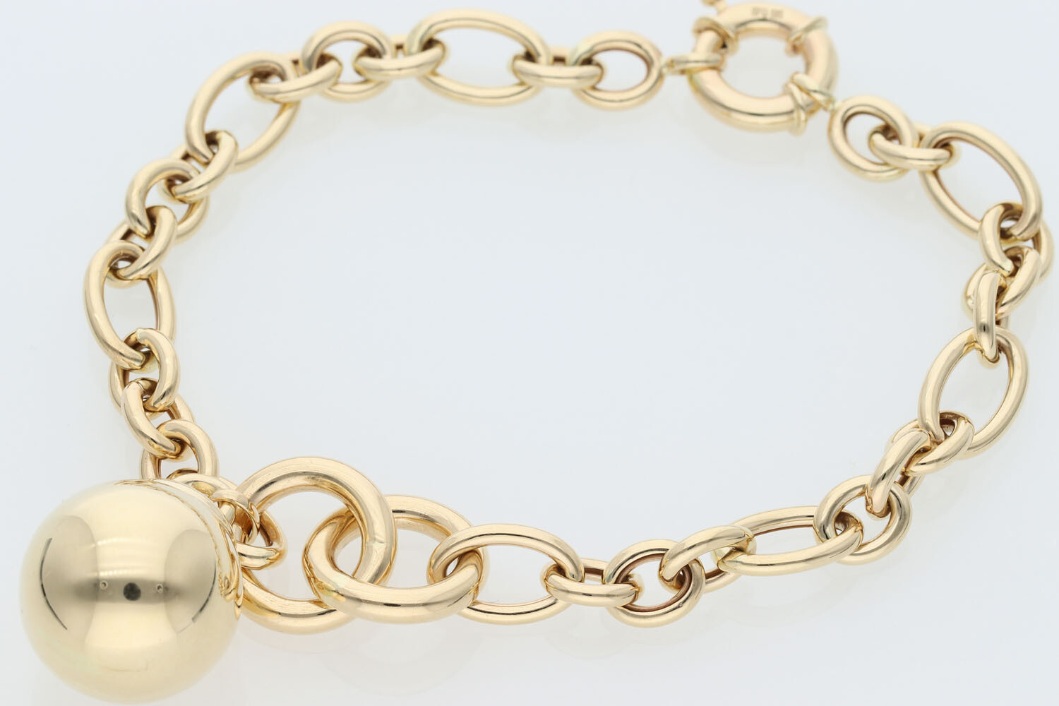 14 Karat Gold Ball Uneven Rolo Bracelet