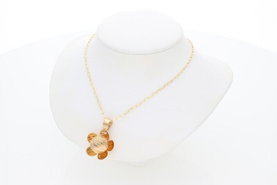 14 Karat Gold Textured Ball Flower Rollo Necklace 14 Karat Gold Textured Ball Flower Rollo Necklace