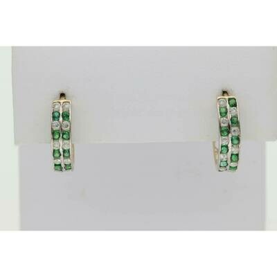 14 Karat Gold & Zirconium Green White Hoops 14 Karat Gold & Zirconium Green White Hoops
