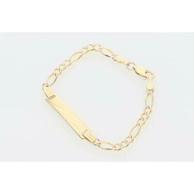 10 Karat Solid Gold Figaro Pavé ID Bracelet 10 Karat Solid Gold Figaro Pavé ID Bracelet