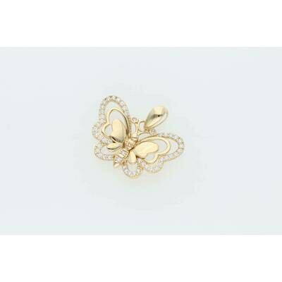 14 Karat Gold & Zirconium Small Butterfly Charm 14 Karat Gold & Zirconium Small Butterfly Charm