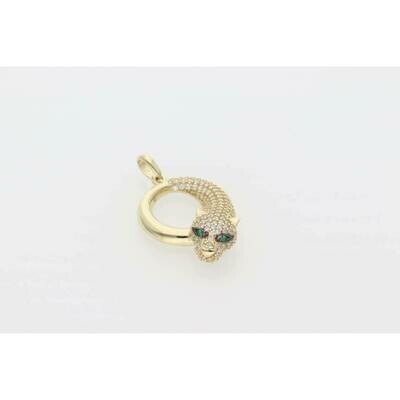 10 Karat Gold & Zirconium Circle Leopard Charm 10 Karat Gold & Zirconium Circle Leopard Charm