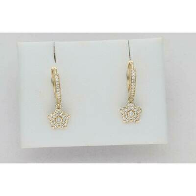 14 Karat Gold & Zirconium Flower Tiny Hoops 14 Karat Gold & Zirconium Flower Tiny Hoops