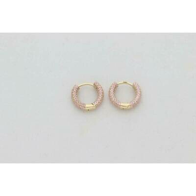 14 Karat Gold & Zirconium Pink Round Hoops 14 Karat Gold & Zirconium Pink Round Hoops