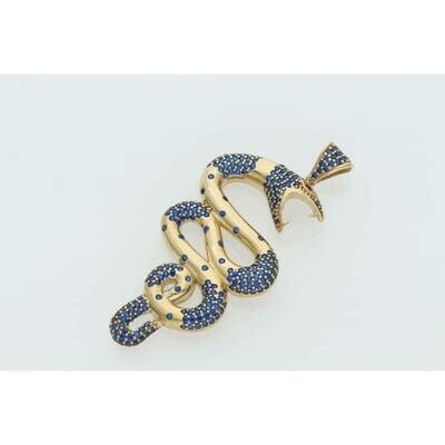 10 Karat Gold & Zirconium Blue Snake Charm 10 Karat Gold & Zirconium Blue Snake Charm