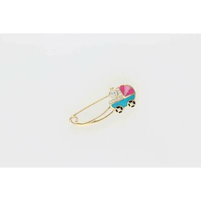 10 Karat Gold & Zirconium Baby Trolley Pin 10 Karat Gold & Zirconium Baby Trolley Pin
