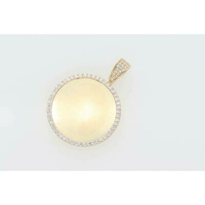 14 Karat Gold & Cz Circle Photo Charm W: 4.9gr~ 14 Karat Gold & Cz Circle Photo Charm W: 4.9gr~