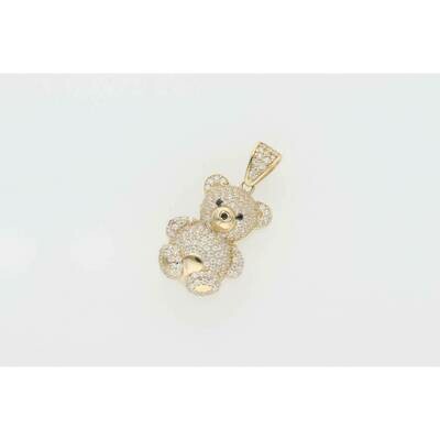 14 Karat Gold & Cz Teddy Bear Charm W: 3.6gr~ 14 Karat Gold & Cz Teddy Bear Charm W: 3.6gr~